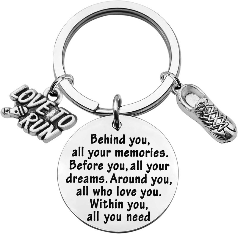 FEELMEM Marathon Runner Gifts Running Keychain Cross Country Track Marathon Jewelry Marathon Running Gift Track Gift - Image 1