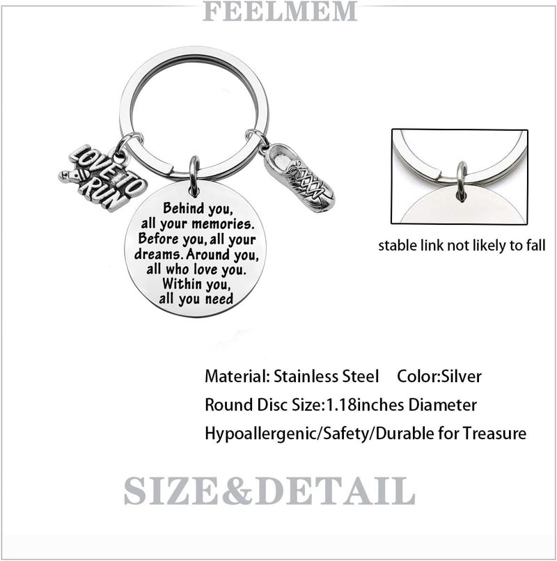 FEELMEM Marathon Runner Gifts Running Keychain Cross Country Track Marathon Jewelry Marathon Running Gift Track Gift - Image 2