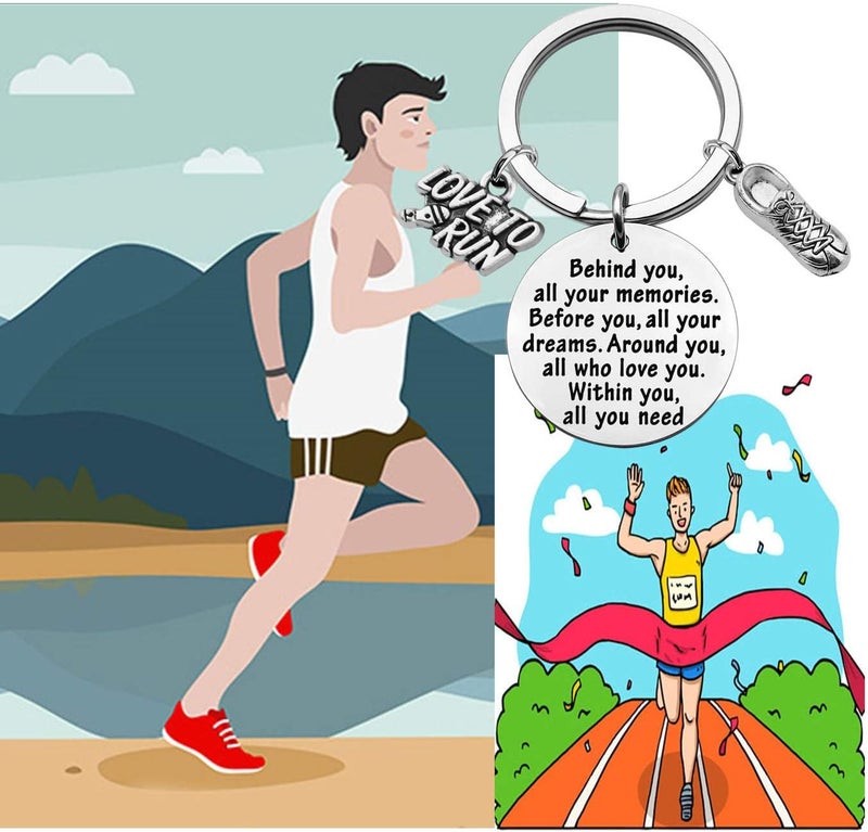 FEELMEM Marathon Runner Gifts Running Keychain Cross Country Track Marathon Jewelry Marathon Running Gift Track Gift - Image 4