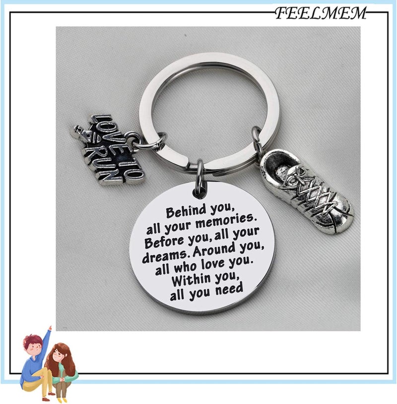 FEELMEM Marathon Runner Gifts Running Keychain Cross Country Track Marathon Jewelry Marathon Running Gift Track Gift - Image 5