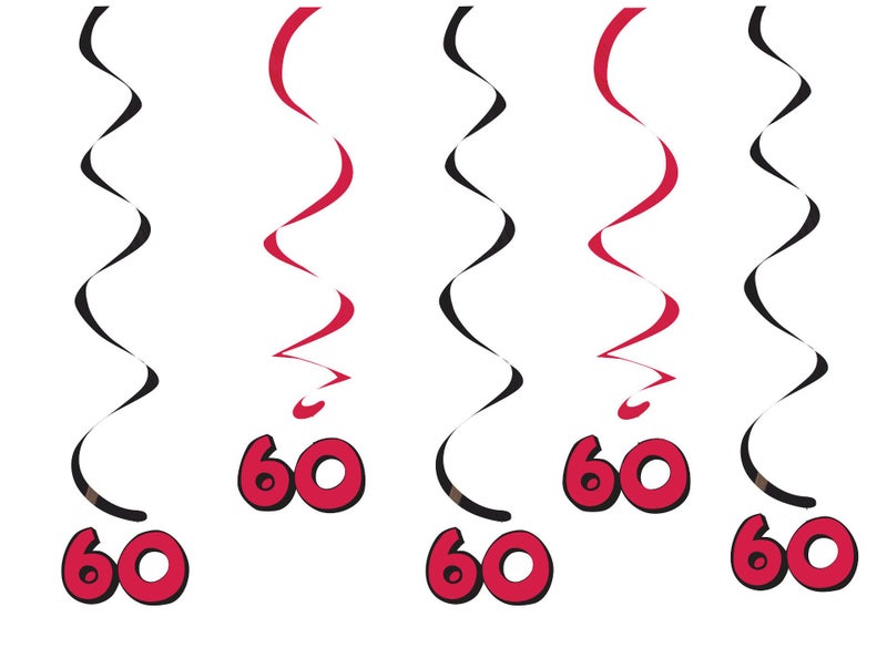 Creative Converting 5Count Dizzy Danglers Hanging 60th Streamers BlackRed One size