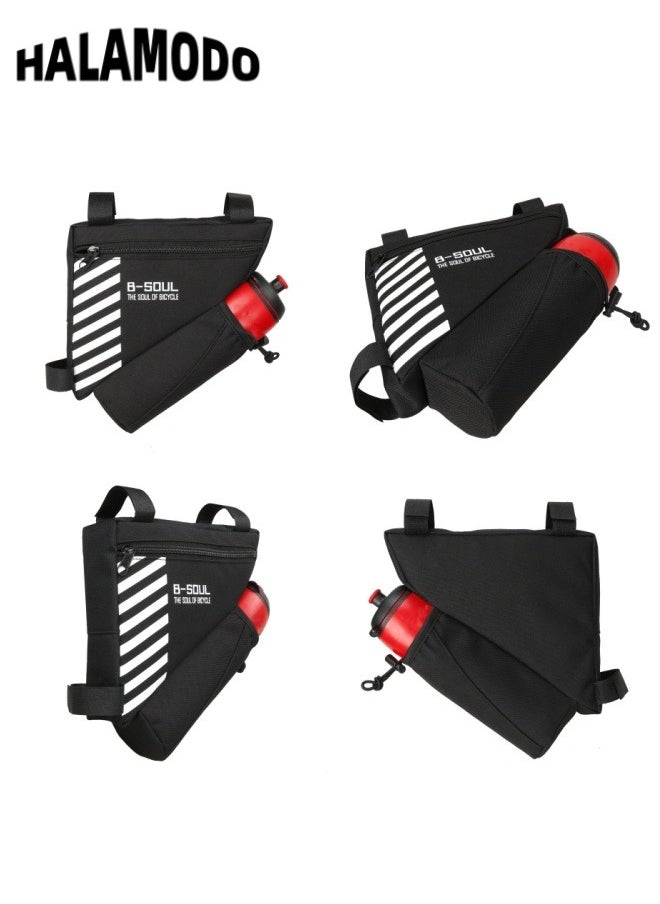 HALAMODO - Bike Frame Bag with Water Bottle Holder Triangle Bike Storage Bag Bike Front Tube Bag Bicycle Saddle Bag for MTB Road Bike Cycling Bike Accessories - Image 1
