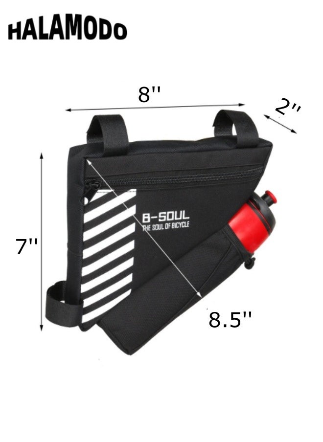 HALAMODO - Bike Frame Bag with Water Bottle Holder Triangle Bike Storage Bag Bike Front Tube Bag Bicycle Saddle Bag for MTB Road Bike Cycling Bike Accessories - Image 1