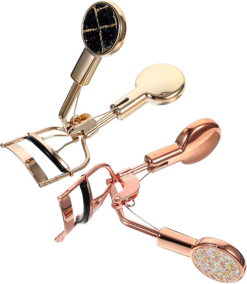 TIDTALEO 2pcs Gold Rose Gold Eyelash Curlers Handheld Wide-Angle Stainless Steel Lash Curl Tool for Natural, Precise Curling in Daily Makeup and Beauty Routine - Image 1
