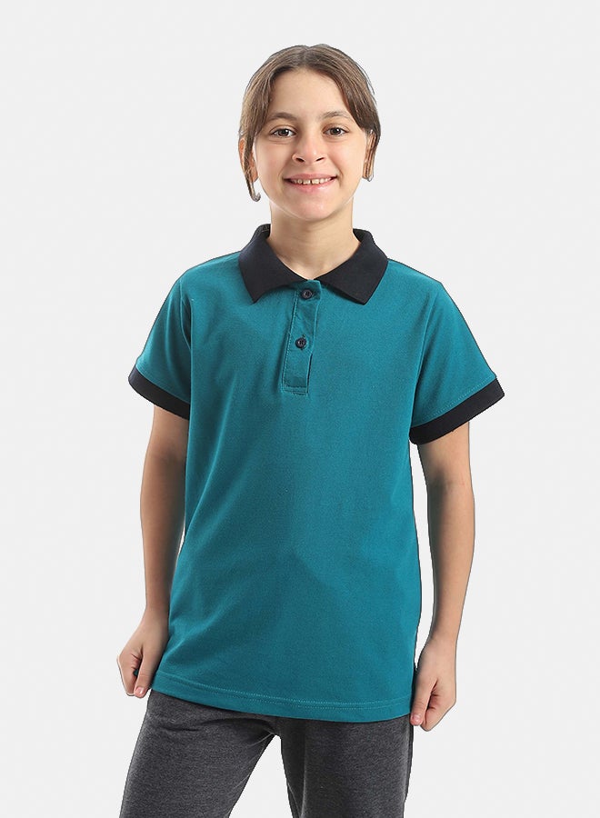Red Circle Half sleeve polo t-shirt Kids Unisex - Image 2