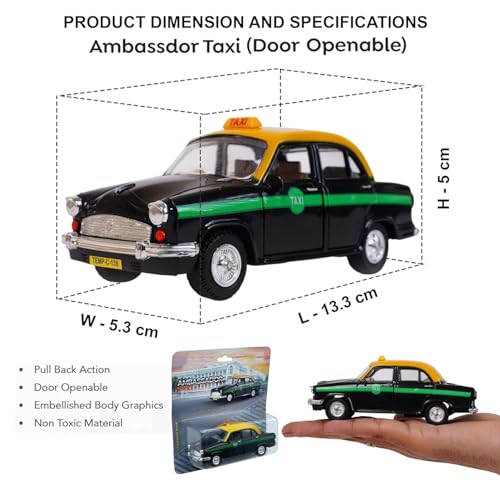 Magicwand® Die-Cast 1:36 Scale【Ambassador Taxi】 Classic with Openable Doors & Pull Back Action【Pack of 1】 - Image 2