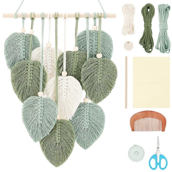 DIY MACRAME LEAF WALL HANGING BEGINNERS MACRAME KIT LEAF WOVEN TAPESTRY FEATHER WALL HANGING DIY MACRAME KIT FOR ADULTS BIRTHDAY GIFT