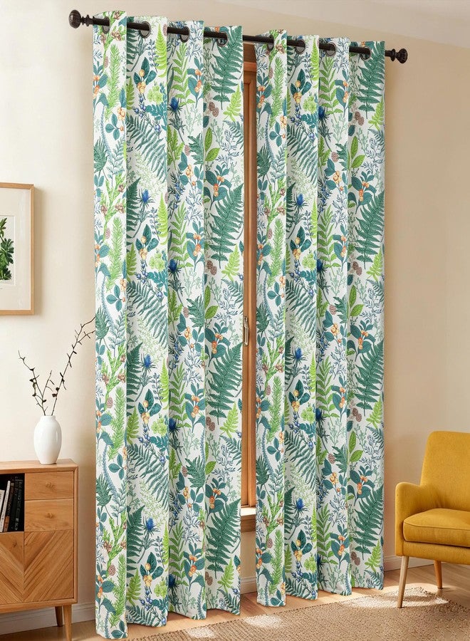 keensoft Botanical 100% Blackout Curtains for Bedroom 63 Inch Length 2 Panels Set White Green Plant Floral Black Out Curtains Insulated Grommet Room Darkening Window Drapes for Living Room，52Wx63L - Image 2