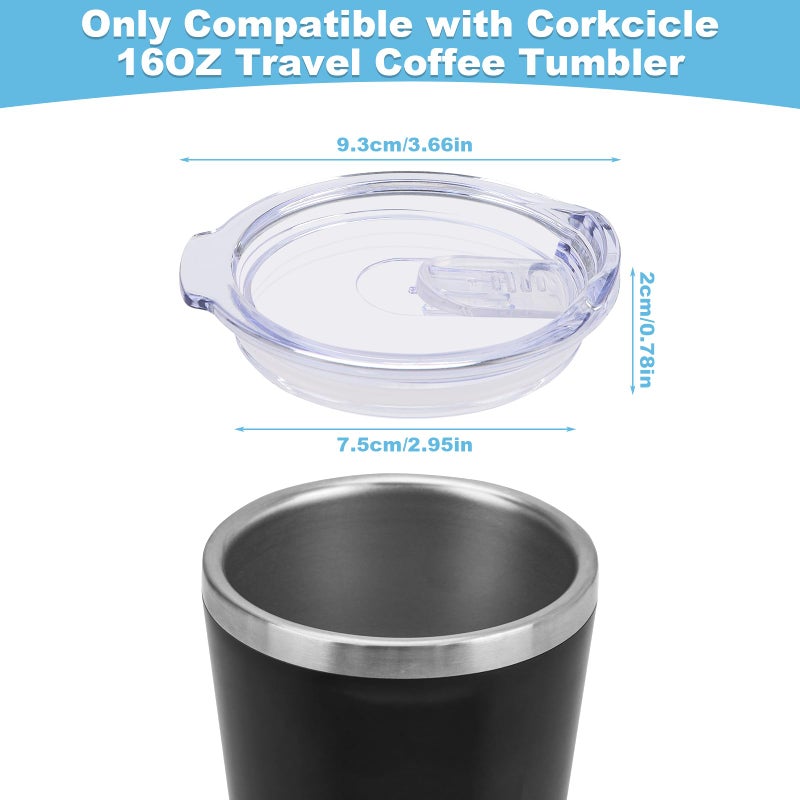 Engorgio 16oz Replacement Lid for Corkcicle Tumbler,Double Sealing Spill Proof Replacement Top Compatible with 16 oz Cork cicle Travel Coffee Mug,2.9in Drink Cup Lids Fit for Corkcicle Water Bottle - Image 2
