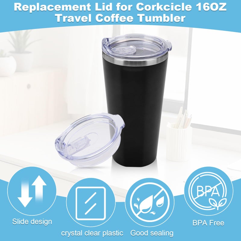 Engorgio 16oz Replacement Lid for Corkcicle Tumbler,Double Sealing Spill Proof Replacement Top Compatible with 16 oz Cork cicle Travel Coffee Mug,2.9in Drink Cup Lids Fit for Corkcicle Water Bottle - Image 3
