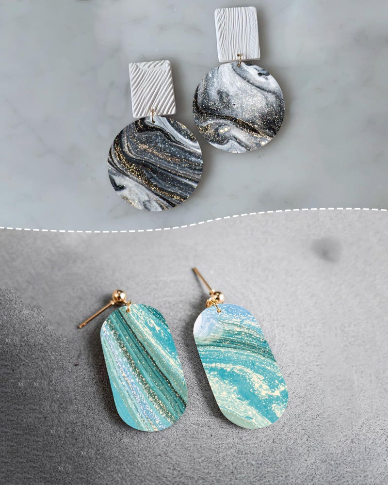 Puocaon Polymer Clay Transfer Paper - Fluid Marble Transfer Sheets for Polymer Clay Earrings Jewelry Making - Image 3