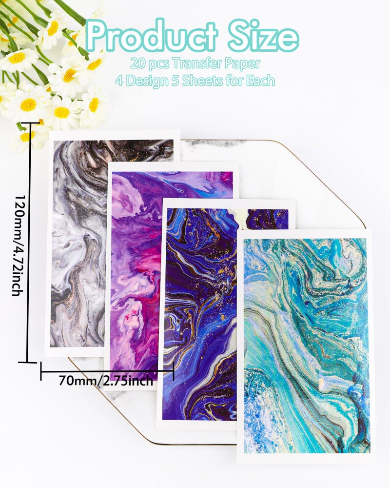 Puocaon Polymer Clay Transfer Paper - Fluid Marble Transfer Sheets for Polymer Clay Earrings Jewelry Making - Image 4