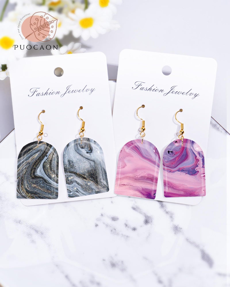 Puocaon Polymer Clay Transfer Paper - Fluid Marble Transfer Sheets for Polymer Clay Earrings Jewelry Making - Image 2