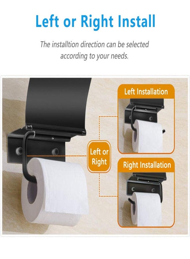 AYADA Matte Black Toilet Paper Holder Wall Mounted with Phone Shelf, Universal Modern Toilet Tissue Holder fit Mega Roll Toilet Paper, Cat Proof Toilet Paper Holder Bathroom Metal Aluminum Covered TP Holder - Image 4