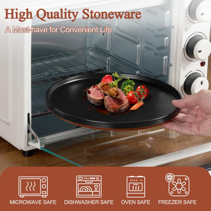 LIANYU 12 Pieces Porcelain Dinnerware Sets, Premium Plates and Bowls Set, High-Fired Ceramic Dishes Set for 4, Chip & Scratch Resistant, Microwave Dishwasher Safe, Charcoal Black - Image 4