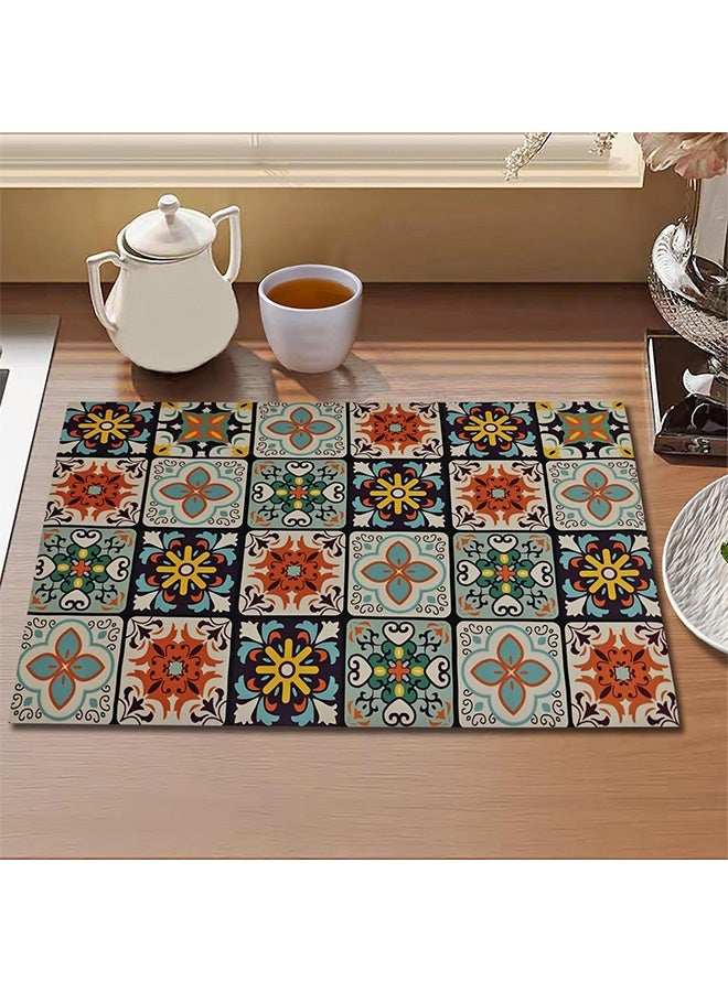 Peachjoy Coffee Maker Mat for Countertop, Absorbent Drying Mat Coffee Bar Accessories, Dish Drying Mat for Kitchen, Absorbent Quick Drying Mat for Kitchen Counter Coffee Machine Mat 40x60cm (Retro Plaid)  - Image 2