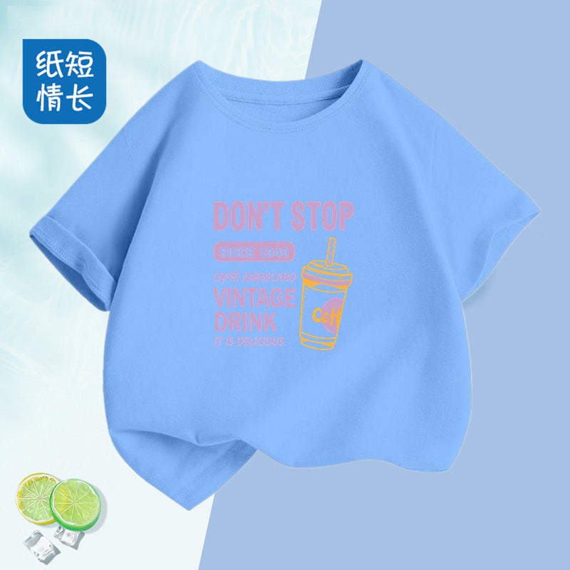2223# Boys And Girls Short-Sleeved T-Shirt Large And Medium-Sized Children'S Western Style Cotton Children'S Comfortable Breathable T-Shirt Top - Image 2