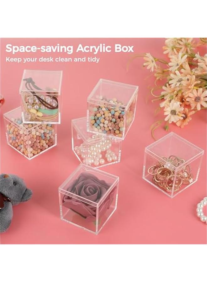 Arabest 18PCS Clear Acrylic Boxes, Small Clear Boxes with Lids, 2.2 x 2.2 x 2.2 in Plastic Square Cube, Square Display Box, Clear Container Boxes for Candy Pill Earring Jewelry Tiny Beads  - Image 3