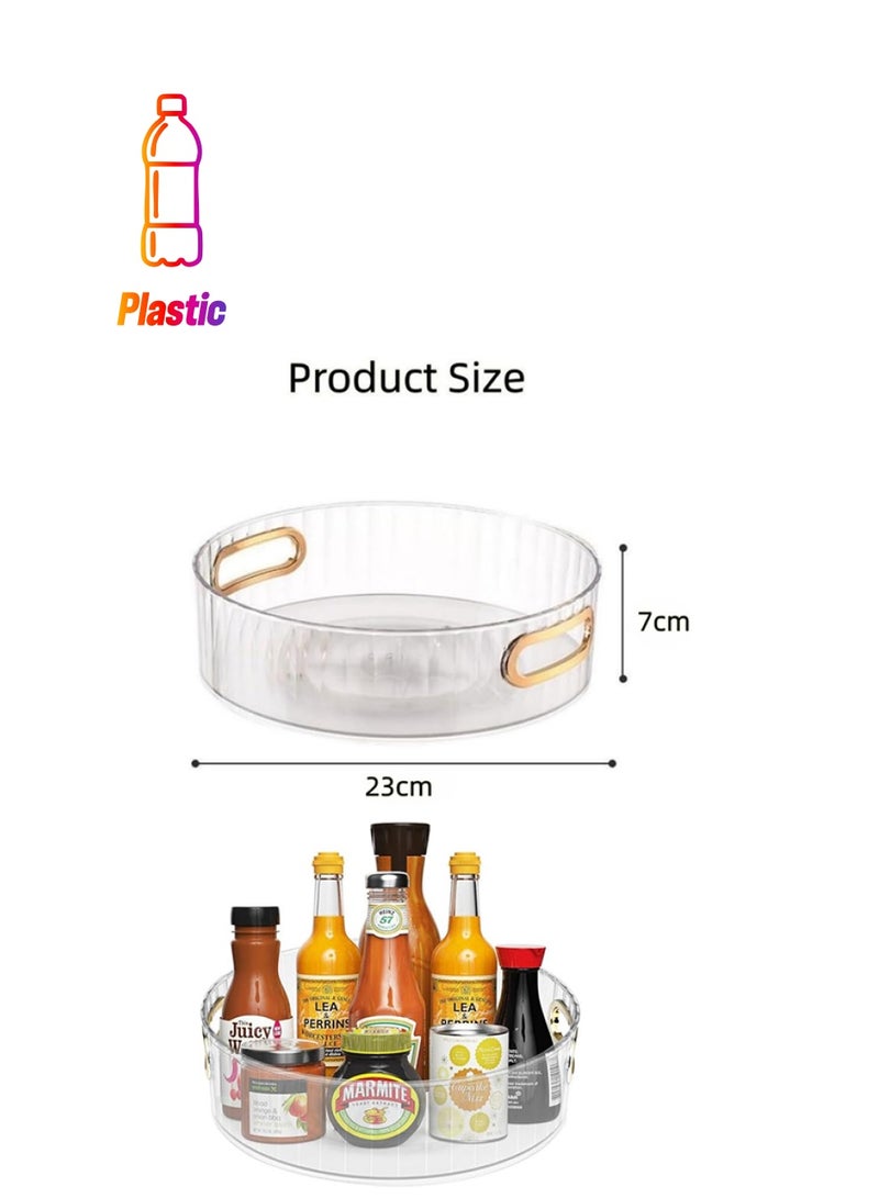 UREVO 2 Pack Lazy Susan Turntable Organizer Rotates 360 Degrees, Spice Rack Turntable Organizers, Kitchen Organiser Turntable Cupboard Organiser for Cabinet, Pantry, Fridge, Countertop - Image 1