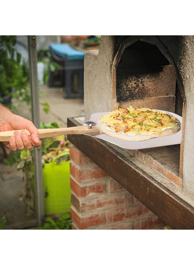 Luvan Aluminum Metal Pizza Peel With Foldable Wooden Handle - 12x14 Inch Paddle Spatula for Oven, Baking Homemade Pizza Bread - Image 5