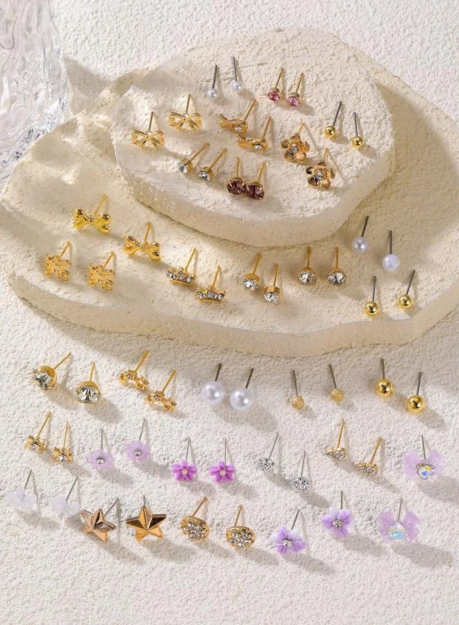 تايك تو مجموعة من 30 زوج أقراط صغيرة متنوعة