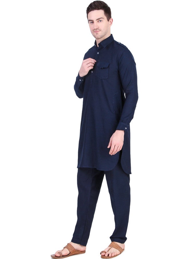 PREEN Adults-Men Blue Kurta Sets - Image 4
