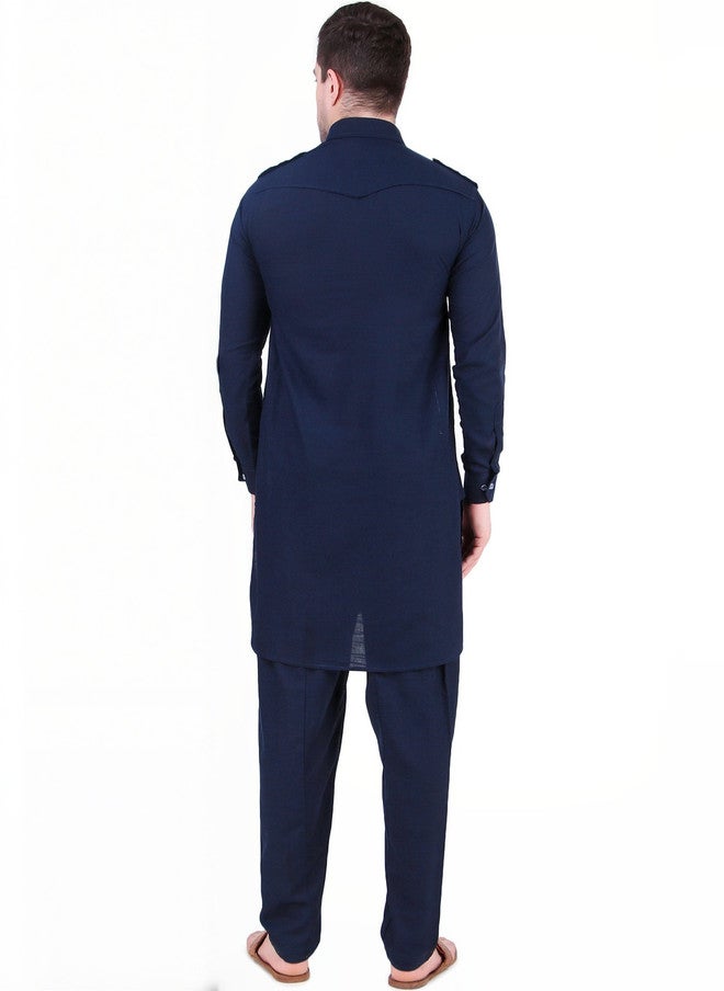 PREEN Adults-Men Blue Kurta Sets - Image 5