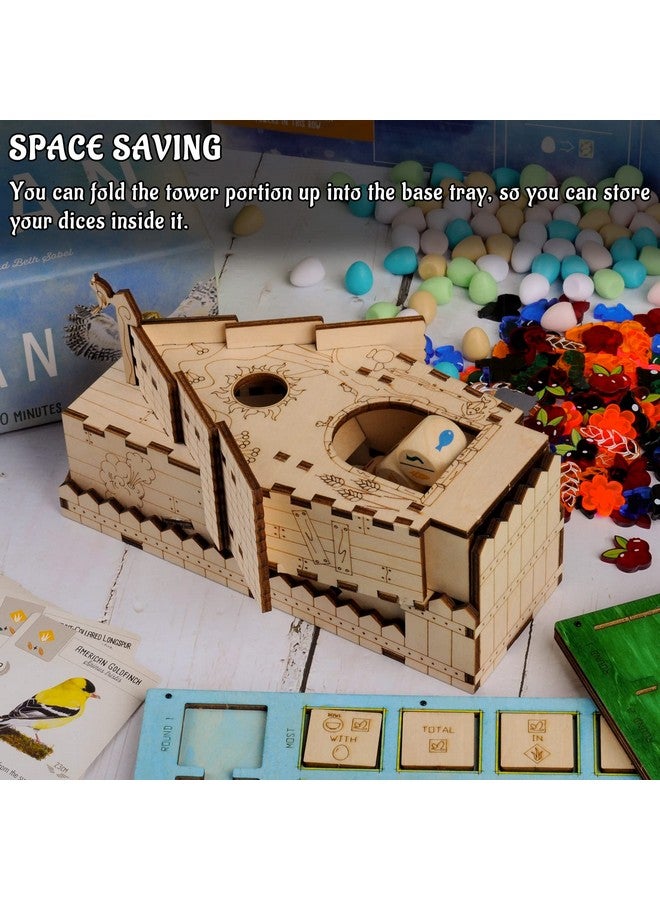 CZYY Bird Feeder Dice Tower with Tray Wood Laser Cut Perfect for Wingspan and Other Tabletop Games - Image 4