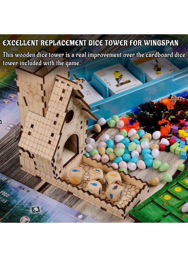 CZYY Bird Feeder Dice Tower with Tray Wood Laser Cut Perfect for Wingspan and Other Tabletop Games - Image 2