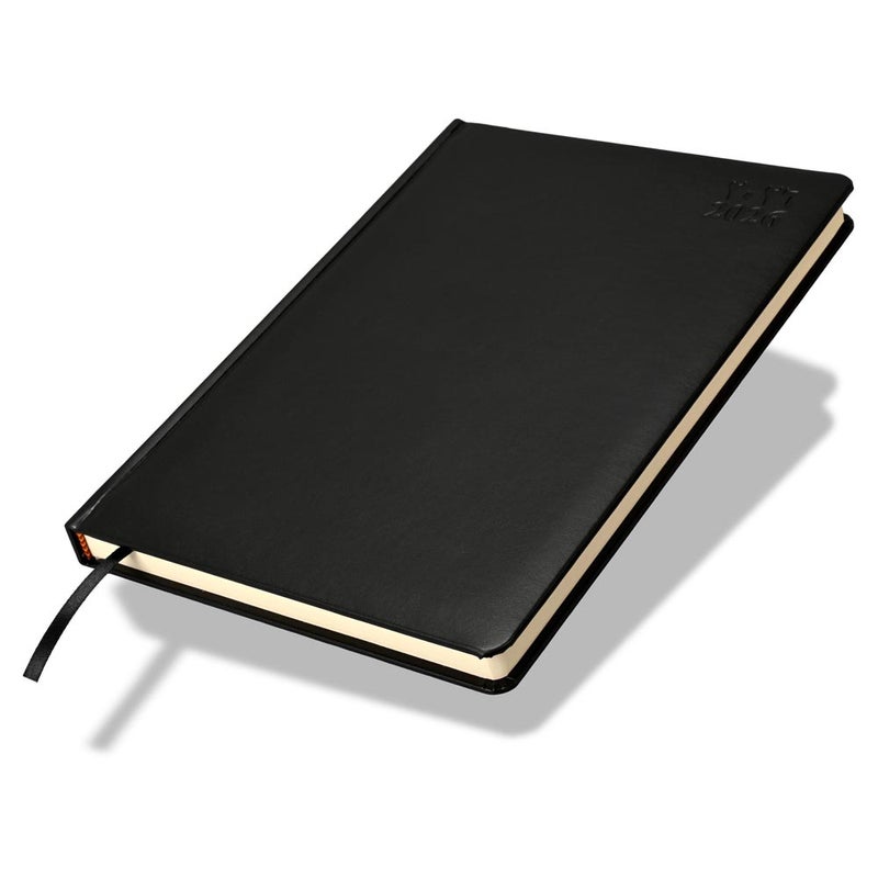 FIS 2026 A4 Diary, 210x297mm, 1 Side Padded Italian PU Cover Materials, Round Corners, 1 Day a Page Format, Arabic/English, 70gsm Italian Ivory Paper, Black Cover - FSDI45AE26BK - Image 1
