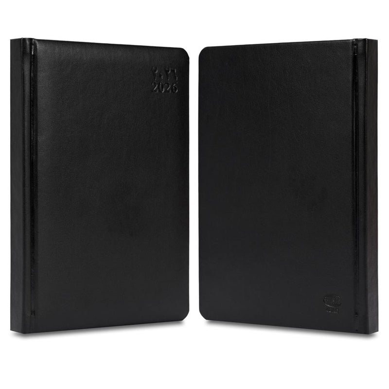 FIS 2026 A4 Diary, 210x297mm, 1 Side Padded Italian PU Cover Materials, Round Corners, 1 Day a Page Format, Arabic/English, 70gsm Italian Ivory Paper, Black Cover - FSDI45AE26BK - Image 2