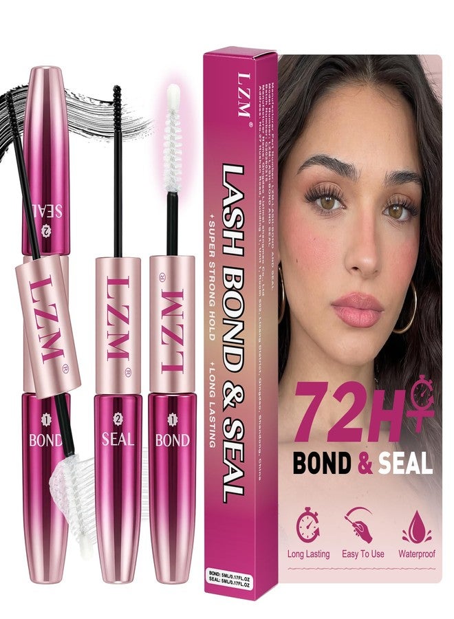 LZM Lash Bond and Seal Long-Lasting 72H Eyelash Cluster Glue Waterproof Lash Cluster Glue Strong Adhesive Easy to Use Eyelash Bond and Seal 5ml + 5ml (P02) - Image 1