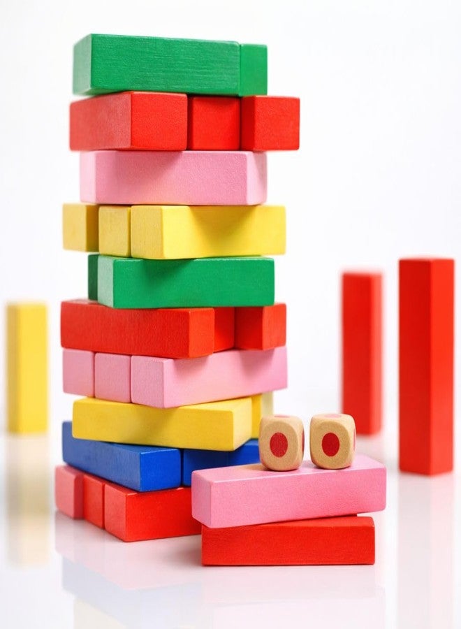 beebox Wooden Colorful Tumbling Tower Game 54 PCS - Balance Building Block Game | Educational Toy for Hand-Eye Coordination | Fun Party Game for Boys & Girls (Wooden Coloring blo) - Image 5