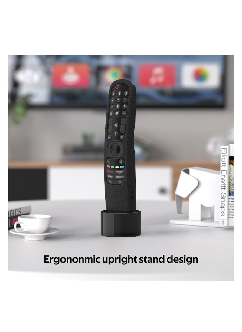 سيكاي - غطاء علبة سيليكون Sikai لـ LG AN-MR21GA Magic Remote ، غطاء واقعي مقاوم للصدمة لـ LG Smart TV Remote 2021 ، تصميم دافئ ، صديق للبشرة ، قابل للغسل ، مضاد للاضطراب مع حلقة (أسود) - Image 1