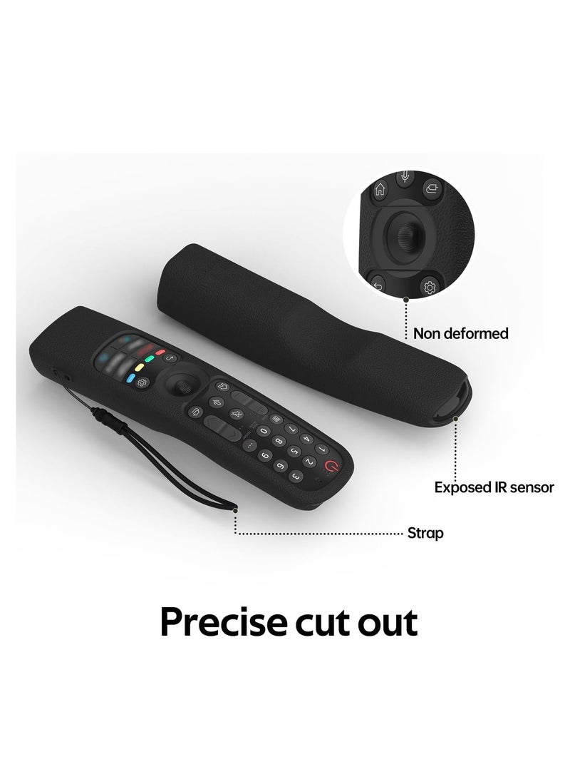 سيكاي - غطاء علبة سيليكون Sikai لـ LG AN-MR21GA Magic Remote ، غطاء واقعي مقاوم للصدمة لـ LG Smart TV Remote 2021 ، تصميم دافئ ، صديق للبشرة ، قابل للغسل ، مضاد للاضطراب مع حلقة (أسود) - Image 1