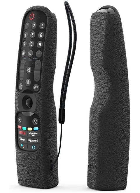 غطاء علبة سيليكون Sikai لـ LG AN-MR21GA Magic Remote ، غطاء واقعي مقاوم للصدمة لـ LG Smart TV Remote 2021 ، تصميم دافئ ، صديق للبشرة ، قابل للغسل ، مضاد للاضطراب مع حلقة (أسود)