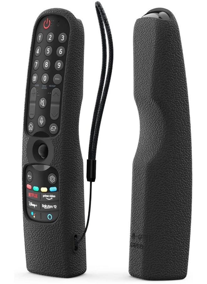 سيكاي - غطاء علبة سيليكون Sikai لـ LG AN-MR21GA Magic Remote ، غطاء واقعي مقاوم للصدمة لـ LG Smart TV Remote 2021 ، تصميم دافئ ، صديق للبشرة ، قابل للغسل ، مضاد للاضطراب مع حلقة (أسود) - Image 1