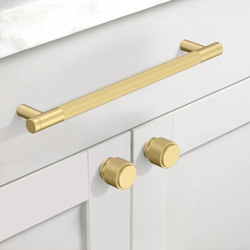 Coinkoly 10 Pack 75192mm Gold Cabinet Pulls Knurled Kitchen Cabinet Handles Drawer Pulls Cupboard Hardware for Cabinets - Image 3
