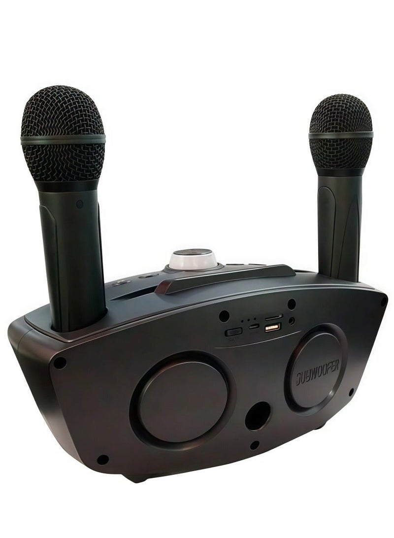 SDRD Portable Karaoke Machine with 2 Wireless Microphones Bluetooth 5.2 Speaker 20W DSP Stereo Sound 3000mAh Rechargeable Home KTV Party Outdoor Speaker USB - Image 5
