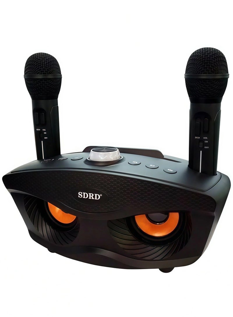 SDRD Portable Karaoke Machine with 2 Wireless Microphones Bluetooth 5.2 Speaker 20W DSP Stereo Sound 3000mAh Rechargeable Home KTV Party Outdoor Speaker USB - Image 3
