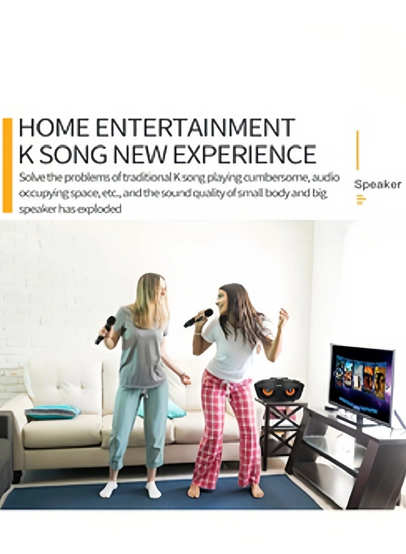SDRD Portable Karaoke Machine with 2 Wireless Microphones Bluetooth 5.2 Speaker 20W DSP Stereo Sound 3000mAh Rechargeable Home KTV Party Outdoor Speaker USB - Image 4