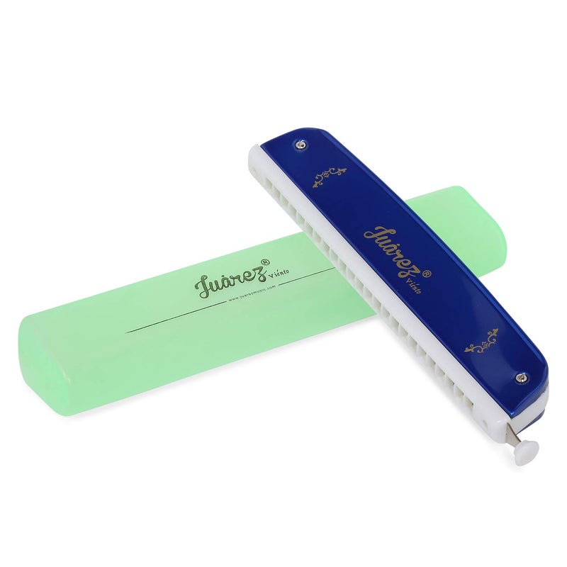 Juarez 24 Holes JRH24CHBL Harmonica Brass Reed Plate Aluminum Cover Chromatic Tower Mouth Organ With case Blue - Image 5