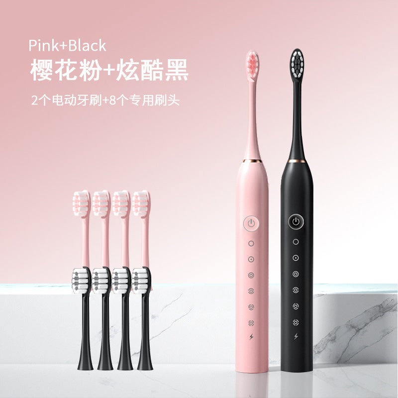 Upgraded Rechargeable Electric Toothbrush Adult Six-Gear Couple Suit Rechargeable Toothbrush Travel Portable Soft Brush - Image 1