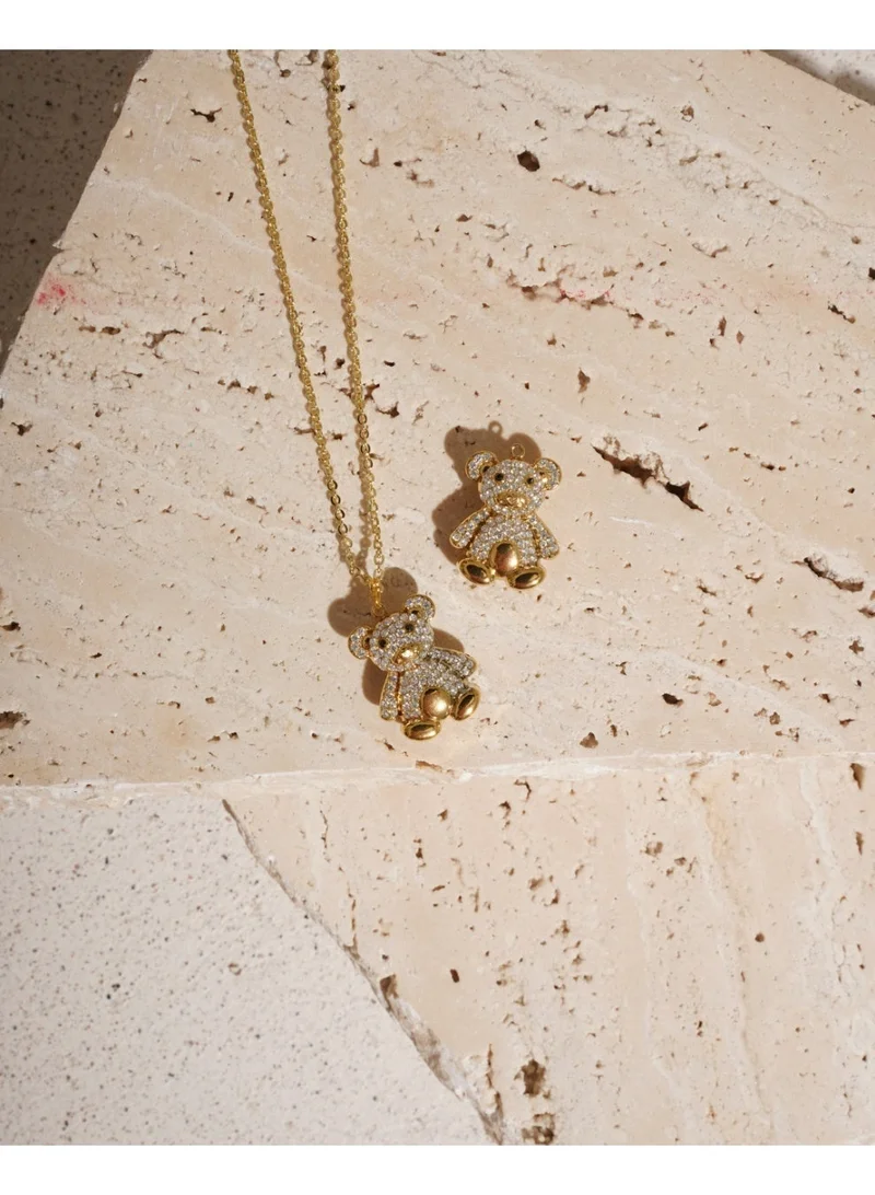 Sosha Elegance Teddy Bear Pave Pendant Necklace
