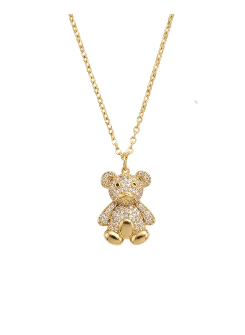 Sosha Elegance Teddy Bear Pave Pendant Necklace
