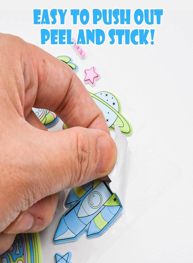 Parshya Kawaii 3D Puffy Stickers for Kids, 3D Stickers for Craft Book & Scrapbook, Self-Adhesive Kawaii Stickers Set, Cute Stickers for Girls and Boys(Random Theme) (Space Stickers 4 Sheet) - Image 4