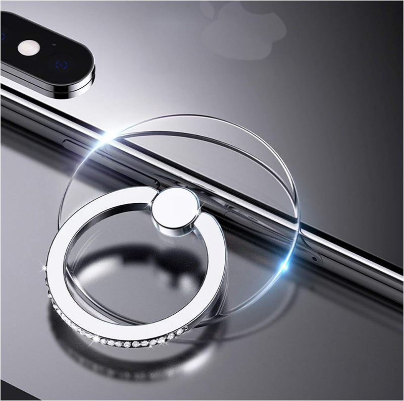 BeFunky Transparent Phone Ring Stand Holder Mobile Phone Ring Holder Finger Grip 360 Degree Rotation (Bling Silver Transparent Round) - Image 1