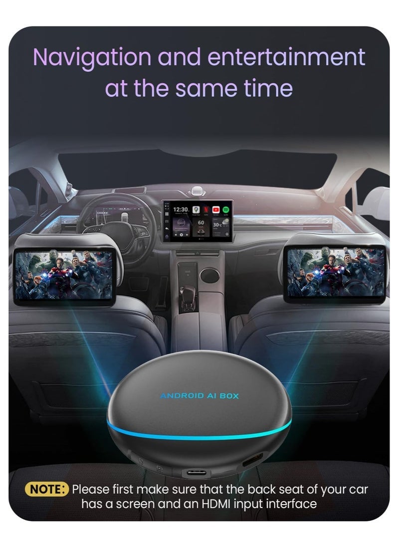Vierex AI Box Carplay Box Streaming Device For Car 8+128GB Ai Magic Carplay Box with Split Screen & Integrated Navigation, Android 12, HDMI Output, Compatible with YouTube/Netflix/TIKTOK for Wired CarPlay Car - Image 2