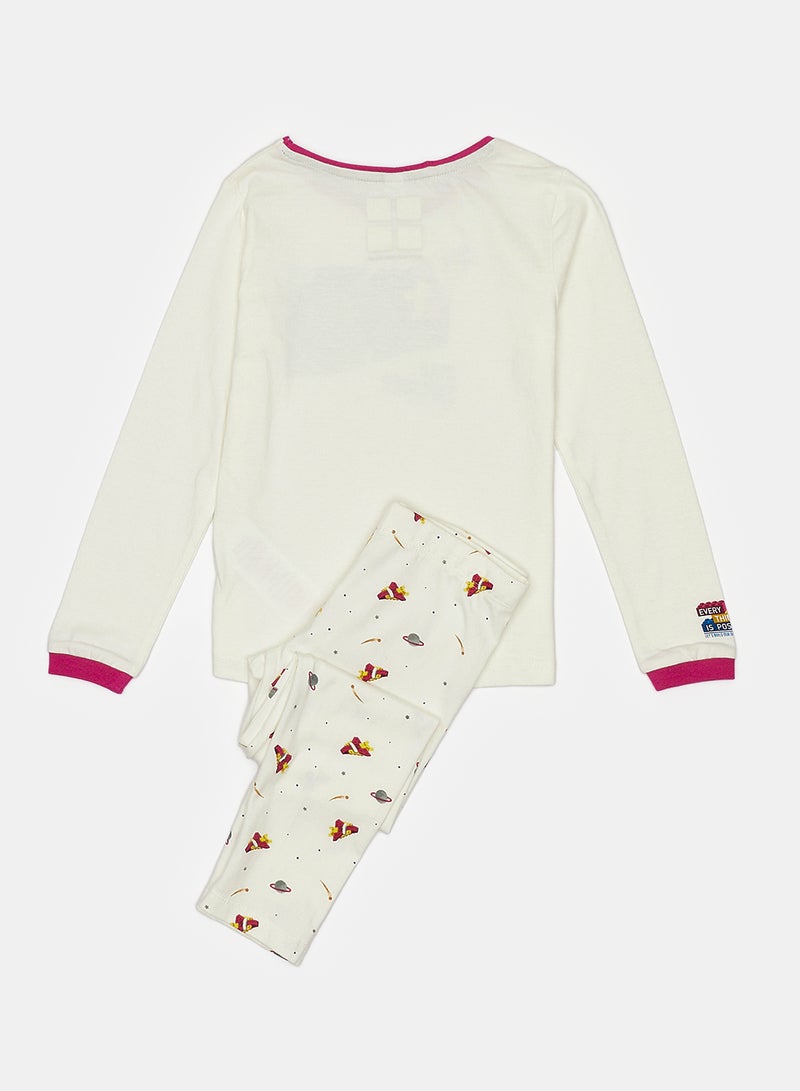 Okaidi White Pyjama Set for Girls - Image 2