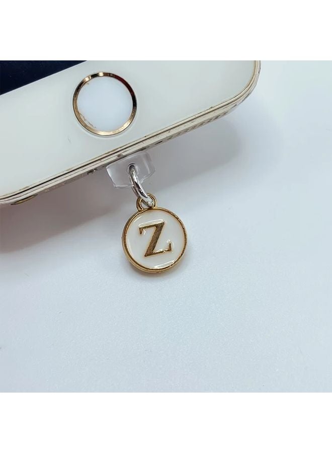 White Letter Z Dust Plug For iPhone Type C Alloy Port Protector - Image 1
